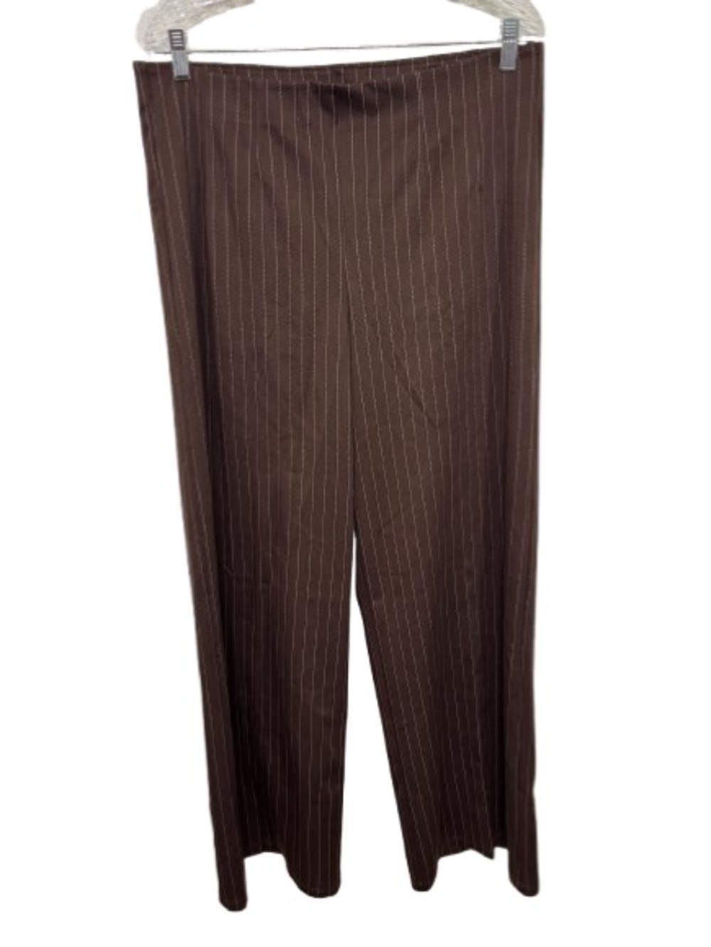 H&M Brown Pin Stripe Straight Leg Casual Pants Size L NEW - Picture 2 of 5